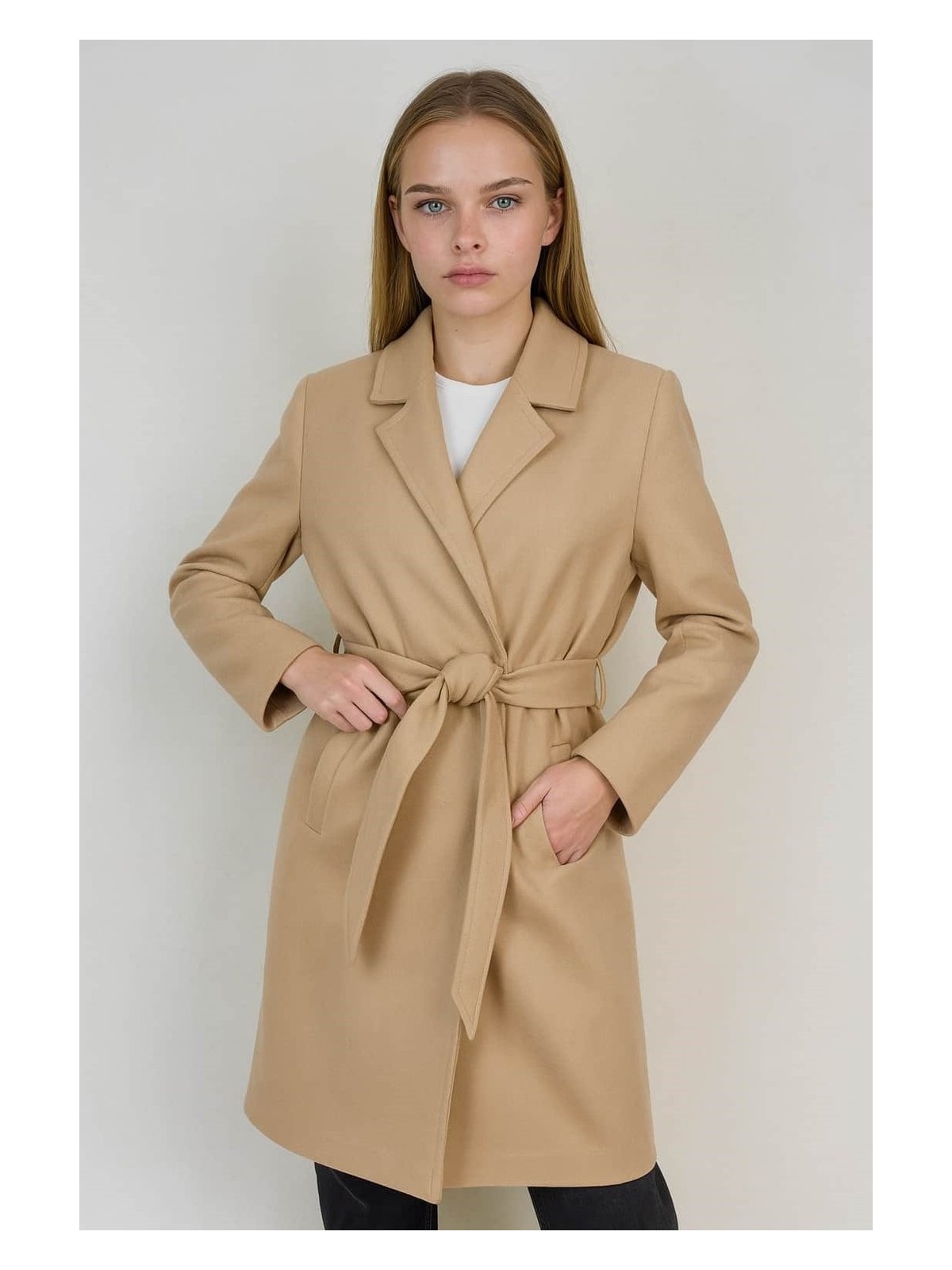 Ohepmoda Kemerli Kadın Kaşe Kaban