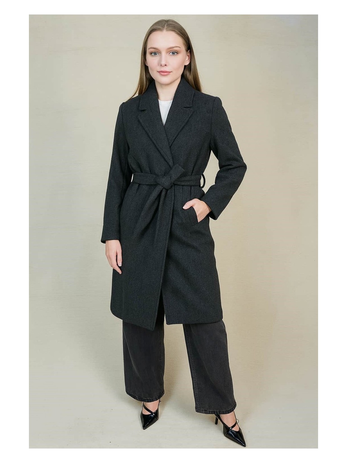 Ohepmoda Kemerli Kadın Kaşe Kaban