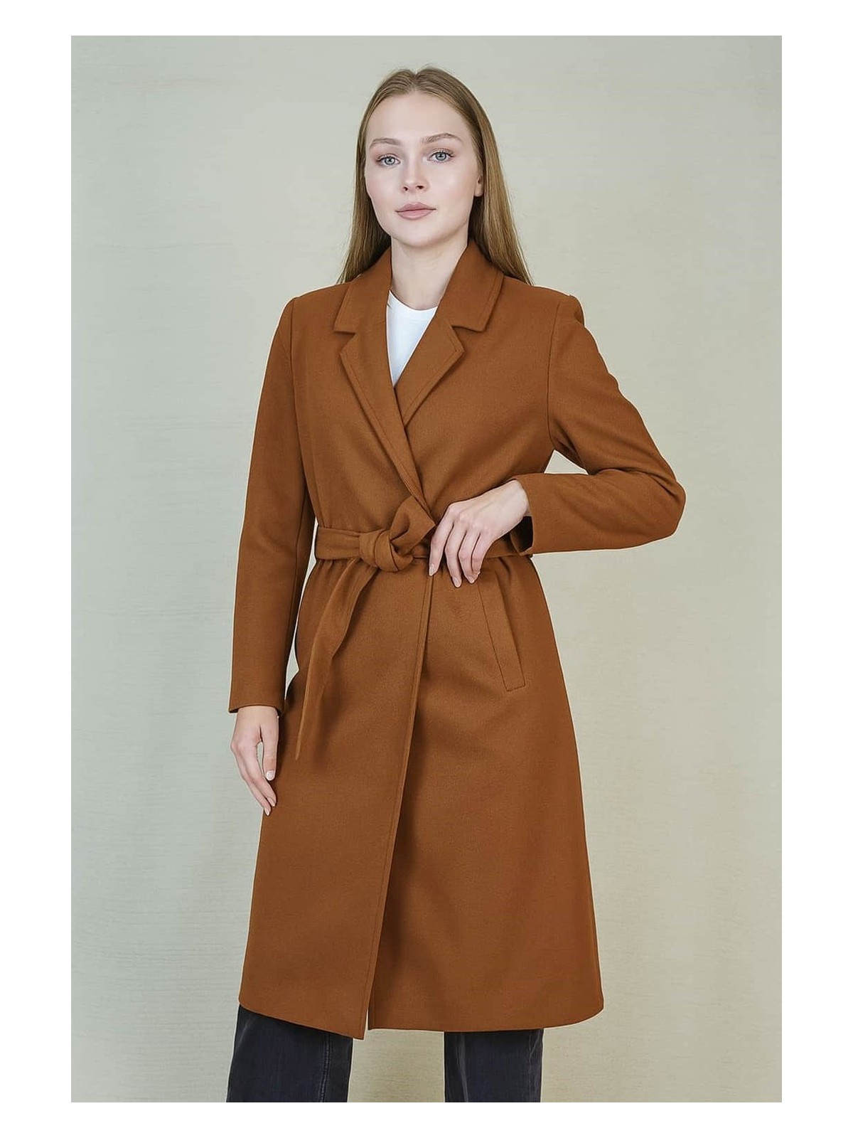 Ohepmoda Kemerli Kadın Kaşe Kaban - Görsel 6