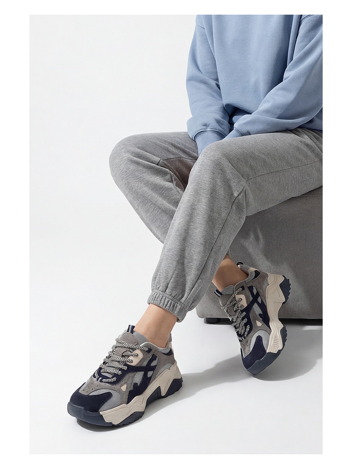 Marjin Kadın Yüksek Taban Sneaker Bağcıklı Spor Ayakkabı Edisa Siyah - Görsel 5