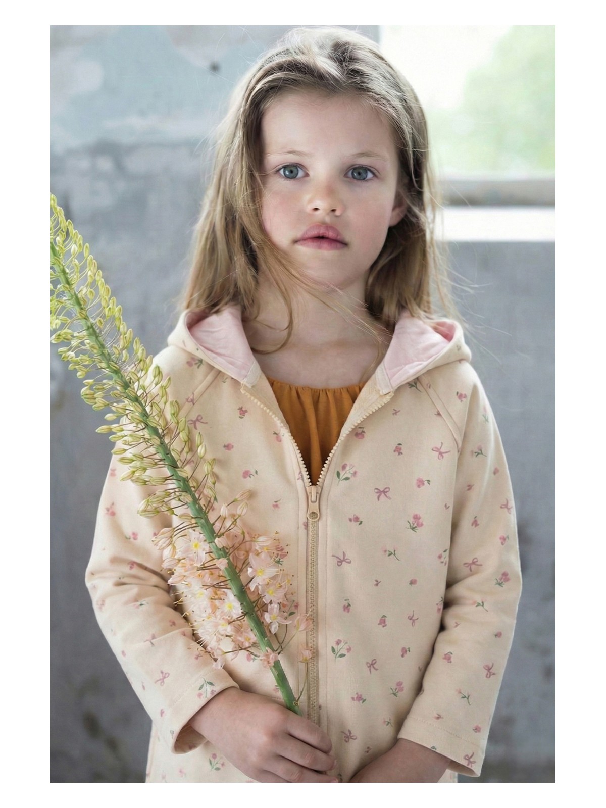 Cigit Ağır Kumaş Desenli Kapşonlu Hırka 1-8 Yaş Soft Sarı