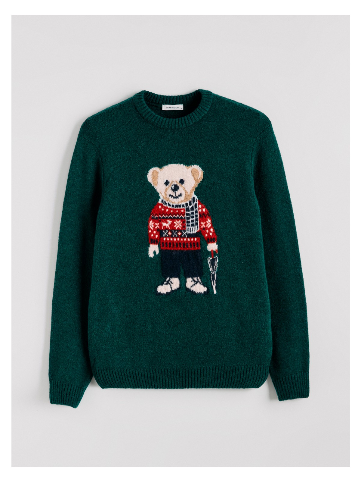 Lcw Vision Bisiklet Yaka Ayı Teddy Baskılı Erkek Triko Kazak - Görsel 5
