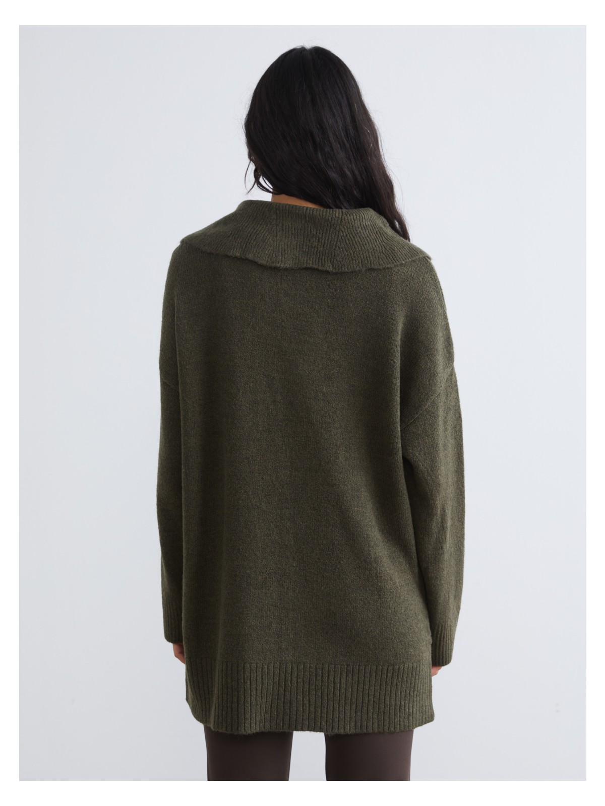 Lcw Modest Polo Yaka Çizgili Kadın Triko Kazak - Görsel 4