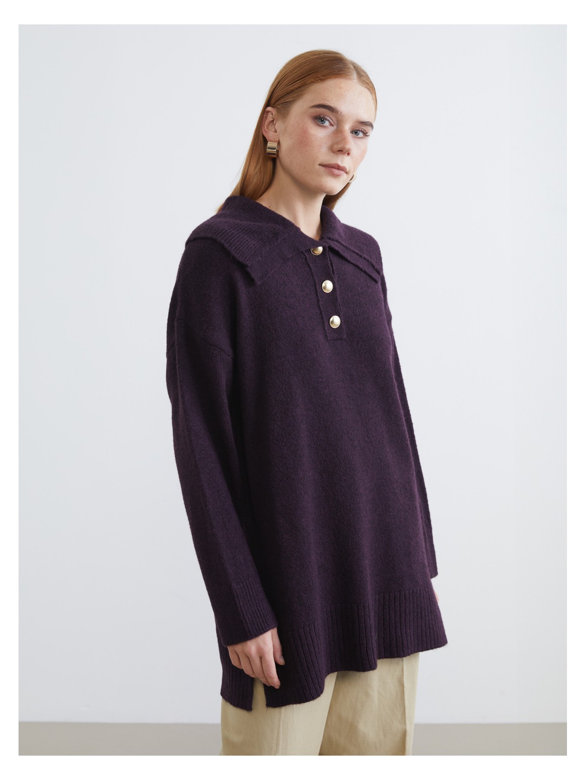 Lcw Modest Polo Yaka Kadın Triko Kazak