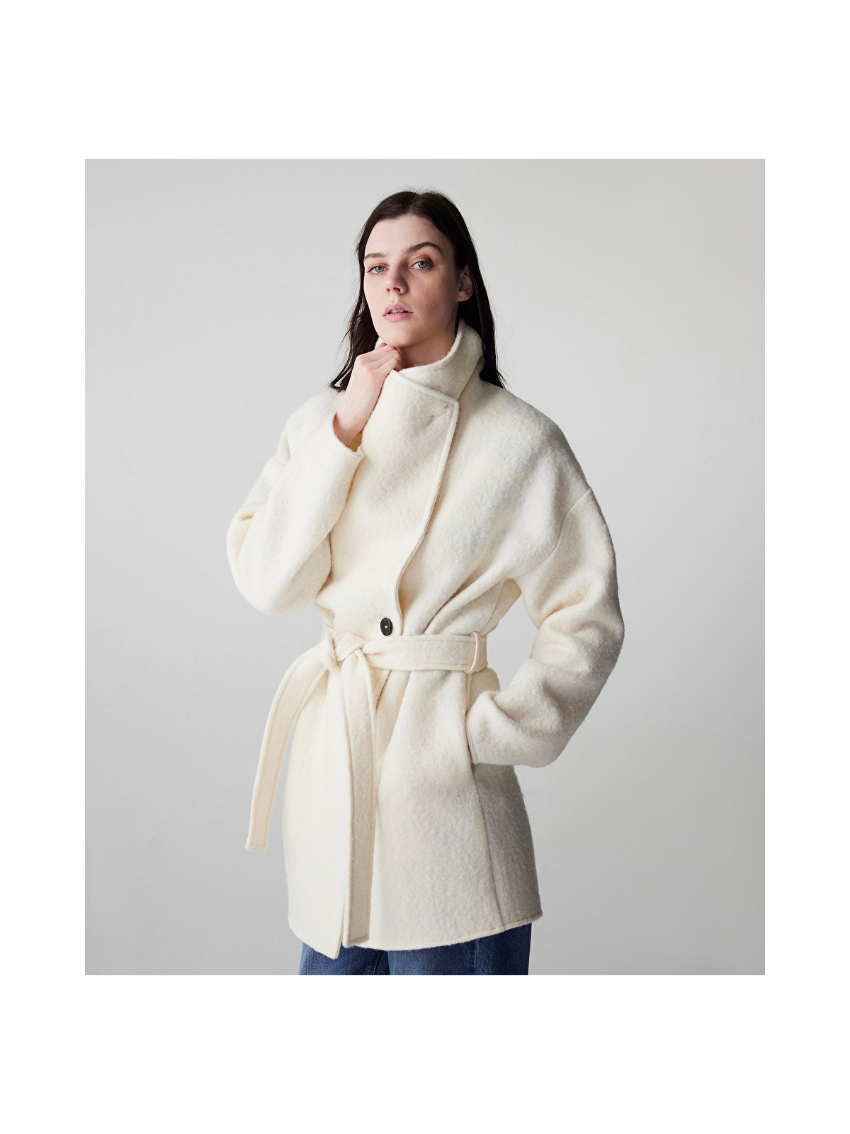 İpekyol Yün içerikli geniş yaka kaban   IW6250008117018