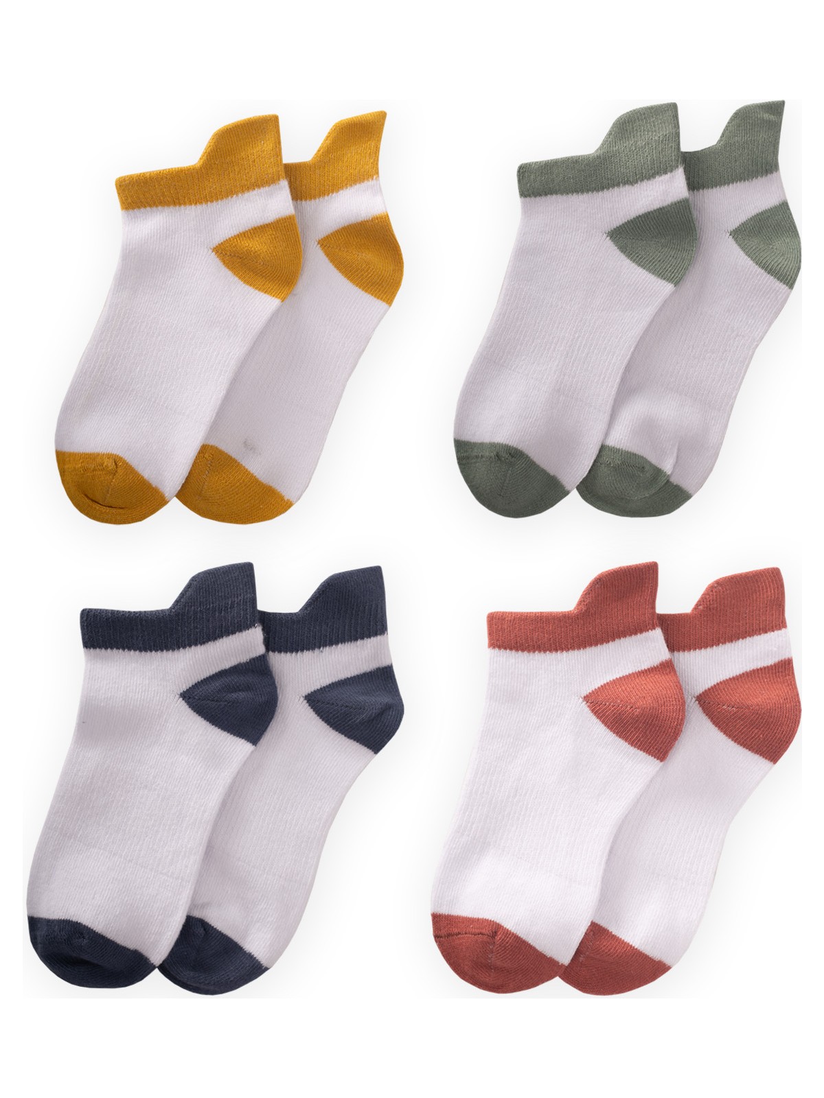 Cigit Dörtlü Burnu Rekli Patik Çorap 5-12 Yaş Çağla, Kiremit, Hardal, Indigo