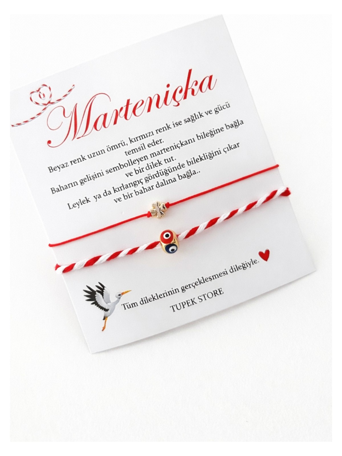 Tupek Store Marteniçka Nazar Boncuk ve Yonca Şans Bileklik Seti