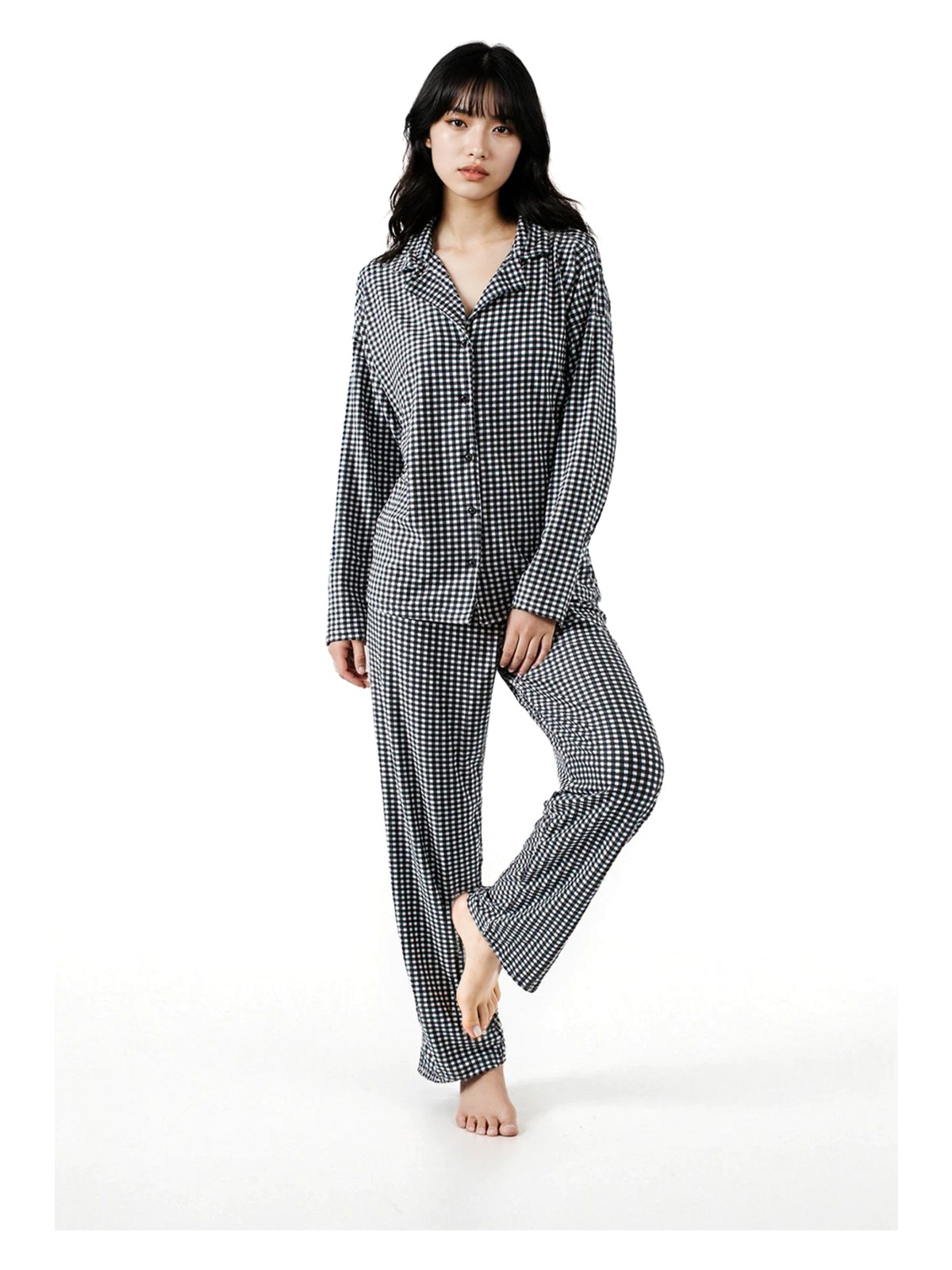 Ecrou Kadın Leopar Desenli Uzun Kol Bebe Yaka Pantolon Pijama Takım - Görsel 4