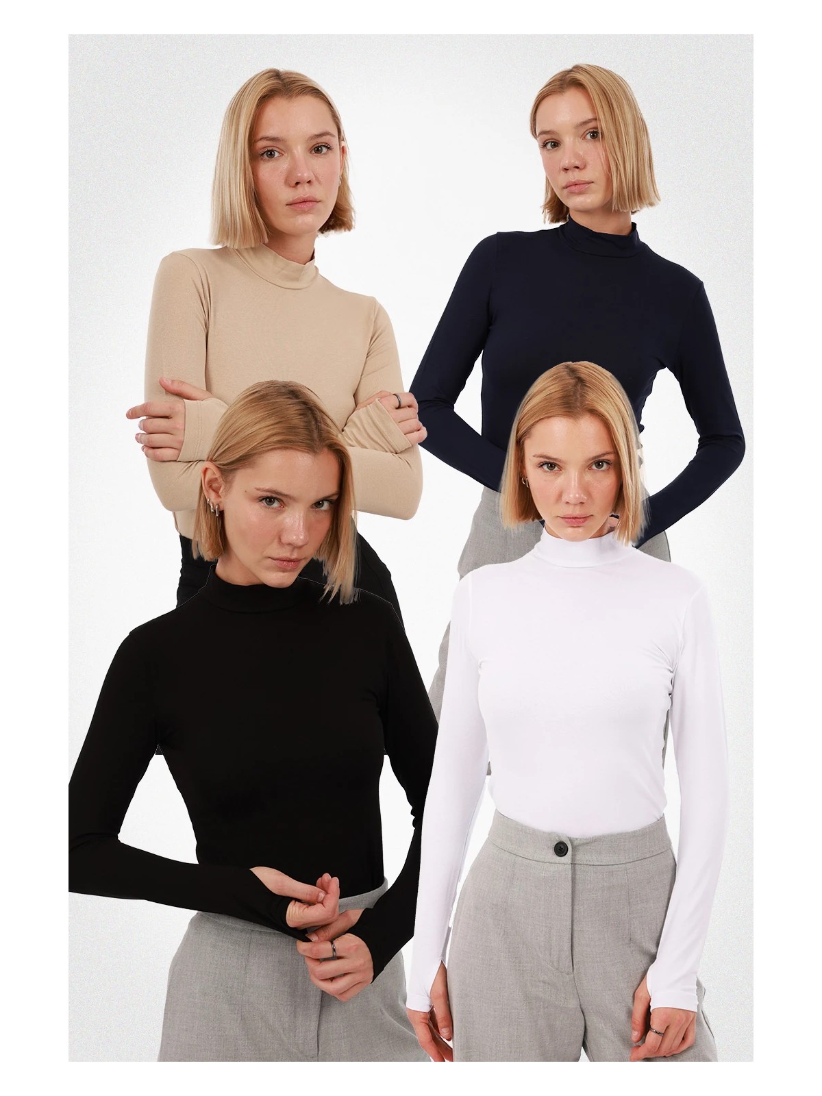 Yade Fashion Kadın Parmak Detaylı Body 4’lü Set - Görsel 6