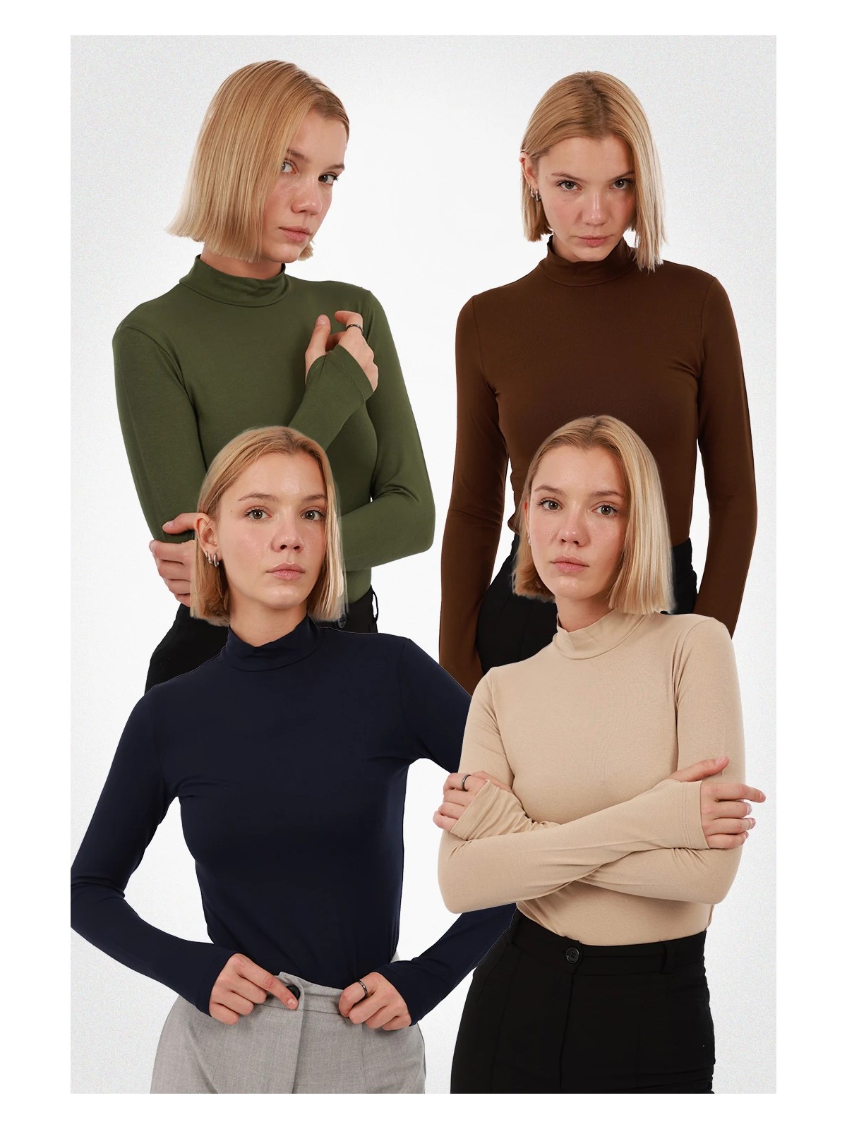 Yade Fashion Kadın Parmak Detaylı Body 4’lü Set - Görsel 4