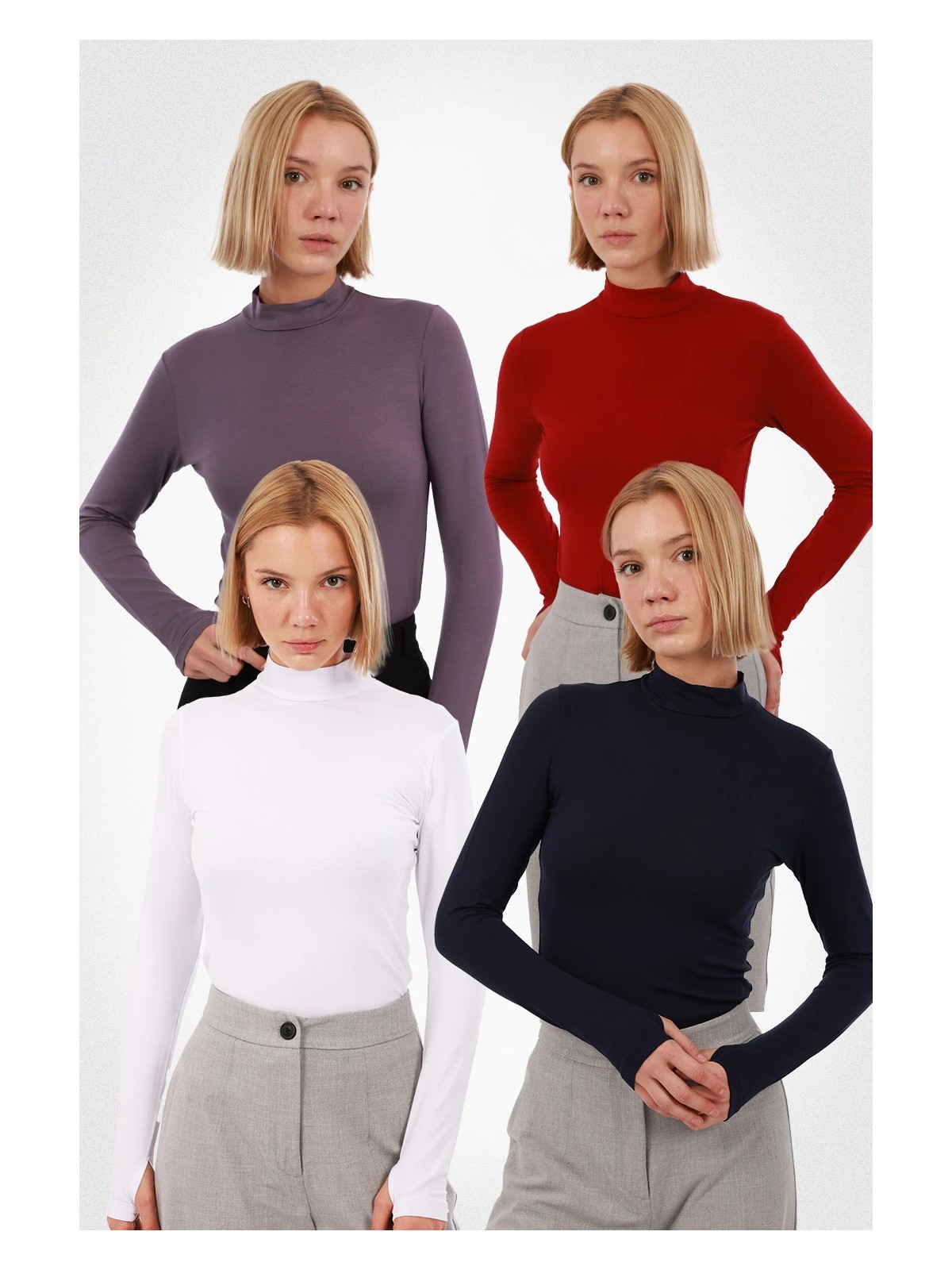 Yade Fashion Kadın Parmak Detaylı Body 4’lü Set - Görsel 5