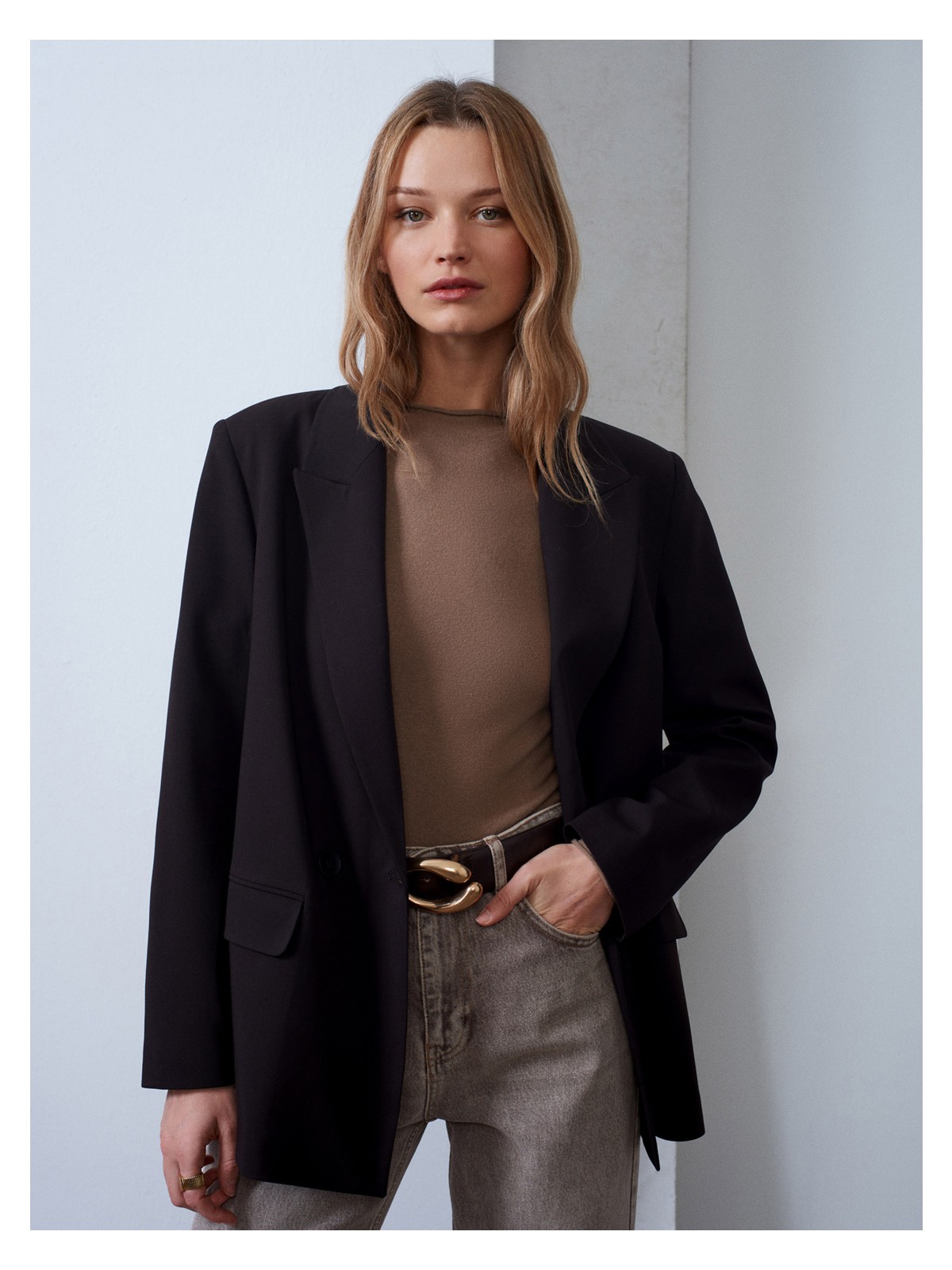 Dilvin 60767 Blazer Ceket-Açık Kahve - Görsel 7