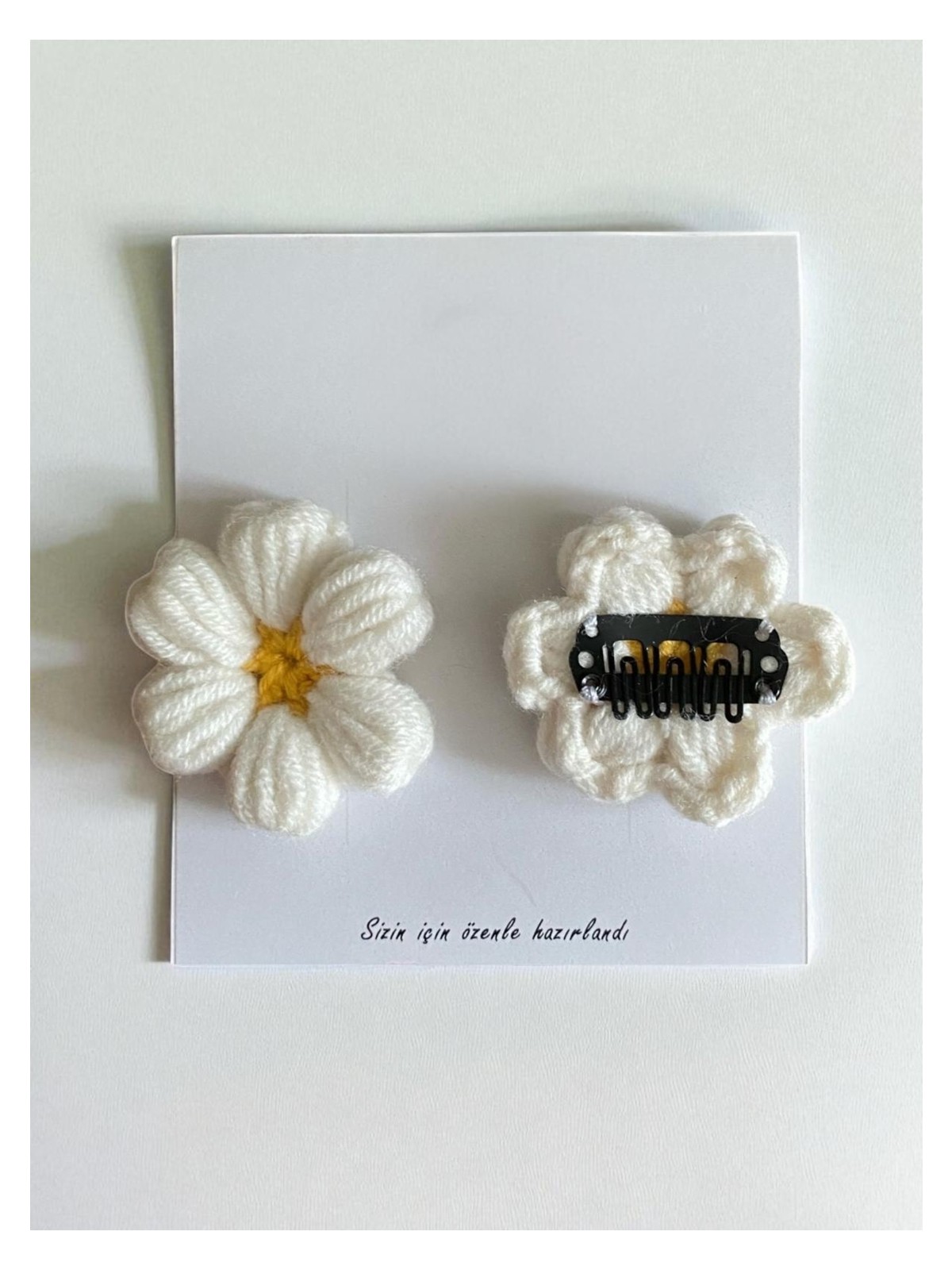 EGOMİ Papatya Örgü Saçsız Bebek Tokası - Görsel 9