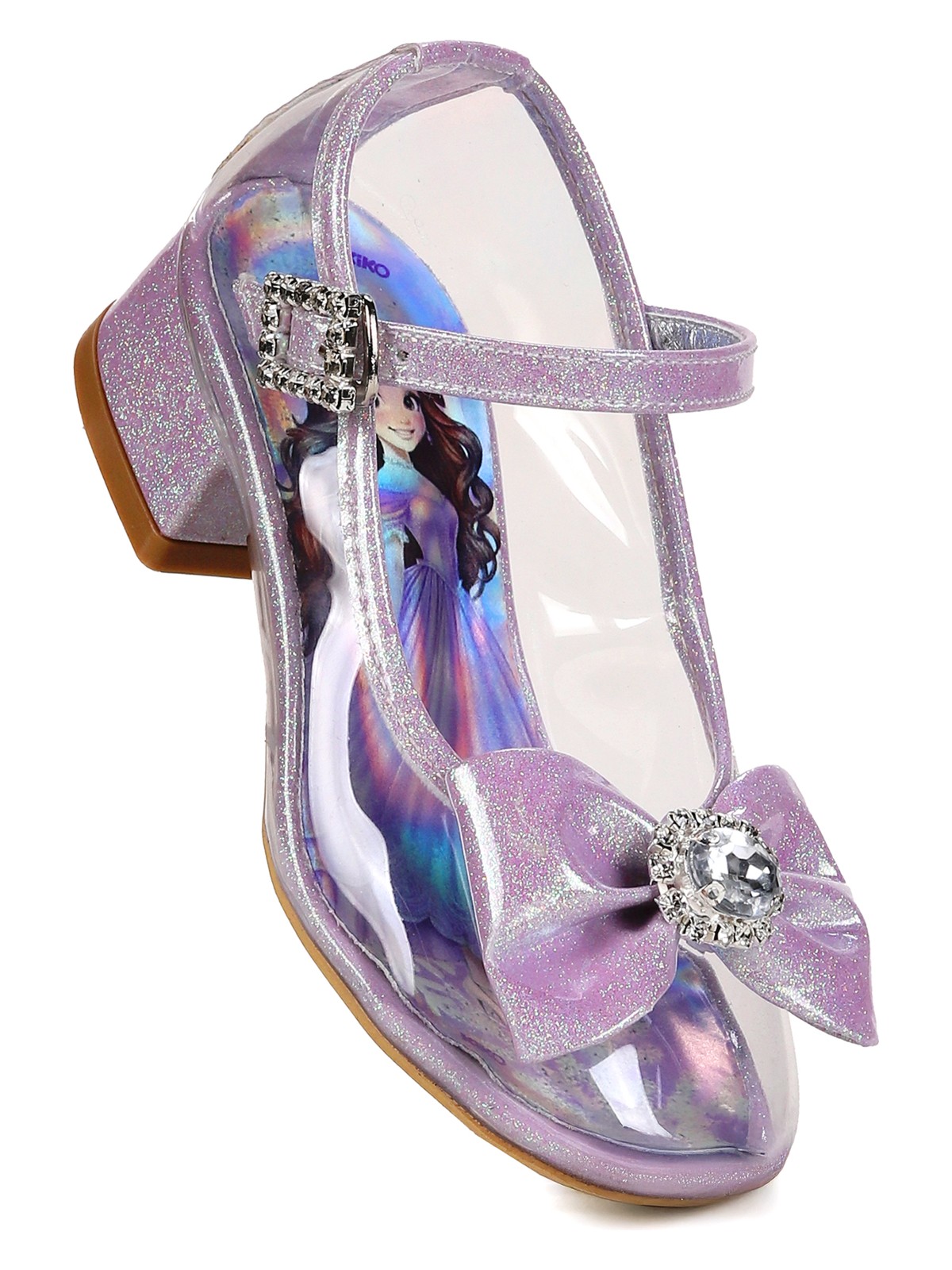 Kiko Kids Asel Kız Çocuk Simli Topuklu Abiye Şeffaf Ayakkabı - Görsel 5