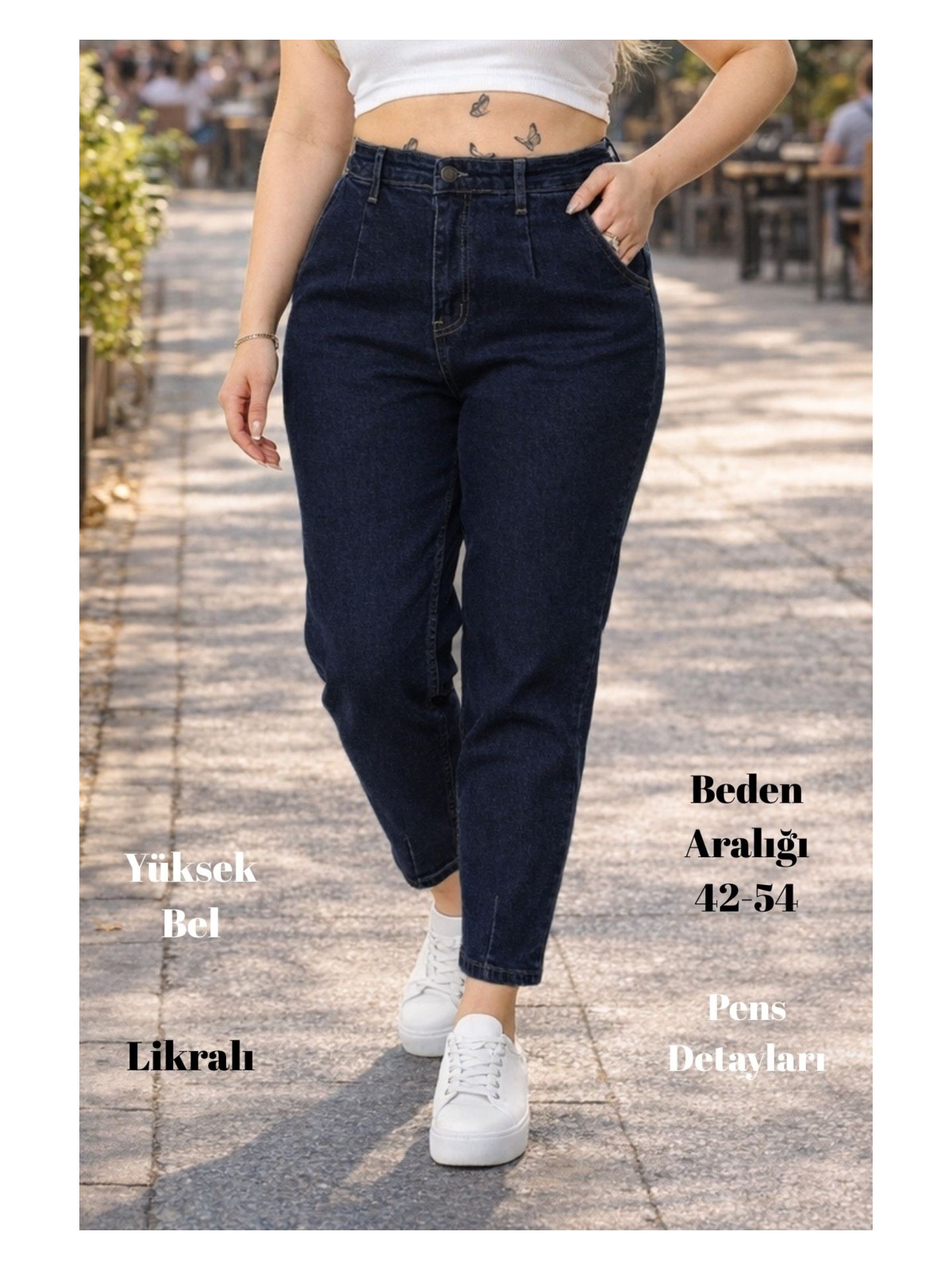 Cedy Denim Cedy Denım Kadın Büyük Beden Pileli Mom Jean Pantolon C600