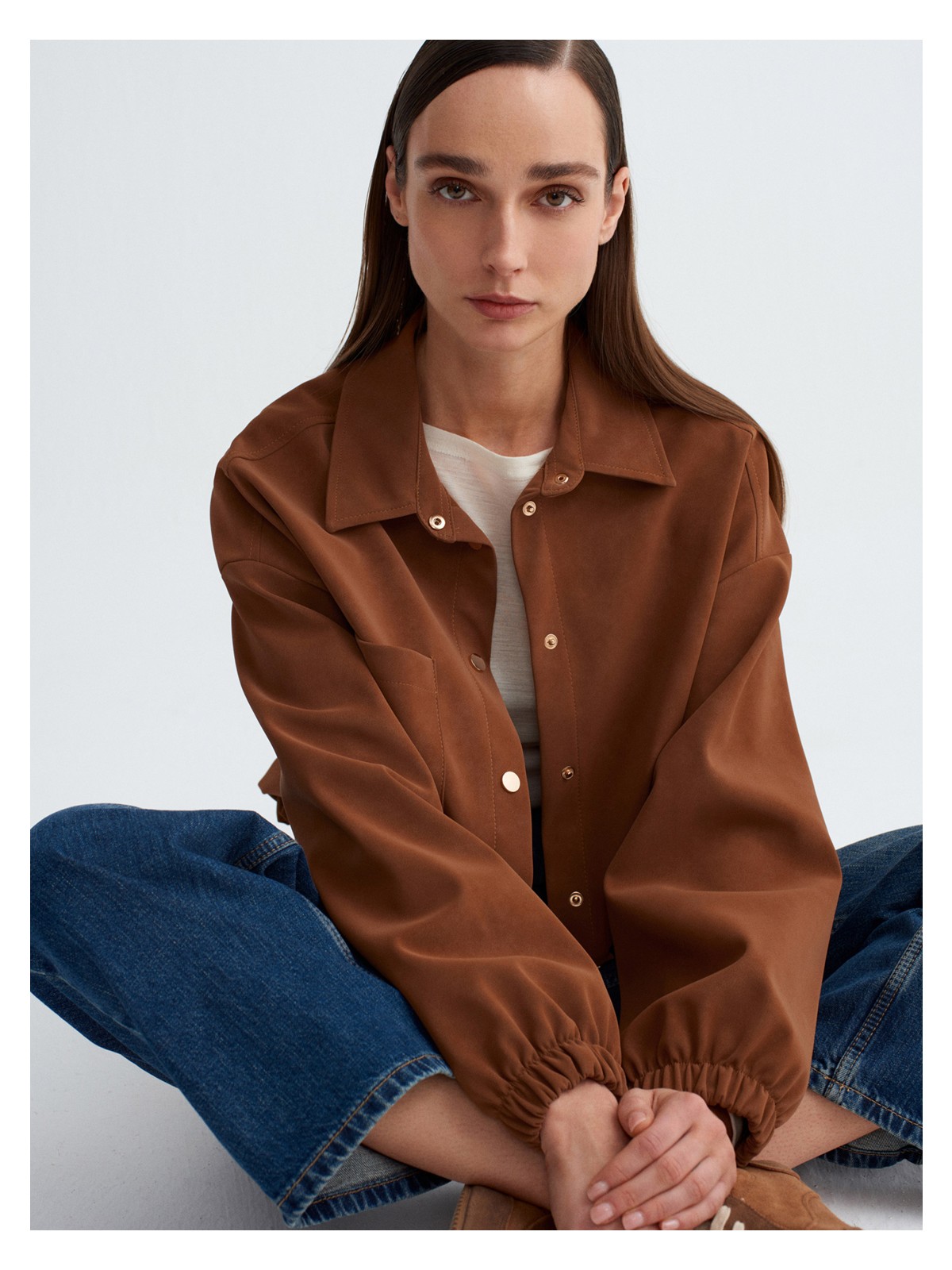 Dilvin 60781 Süet Bomber Ceket-Taba