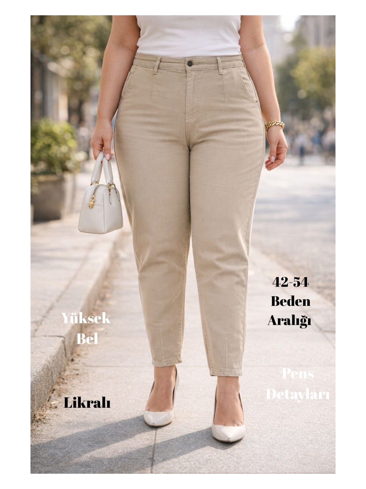 Cedy Denim Cedy Denım Kadın Büyük Beden Pileli Mom Jean Pantolon C600 - Görsel 10