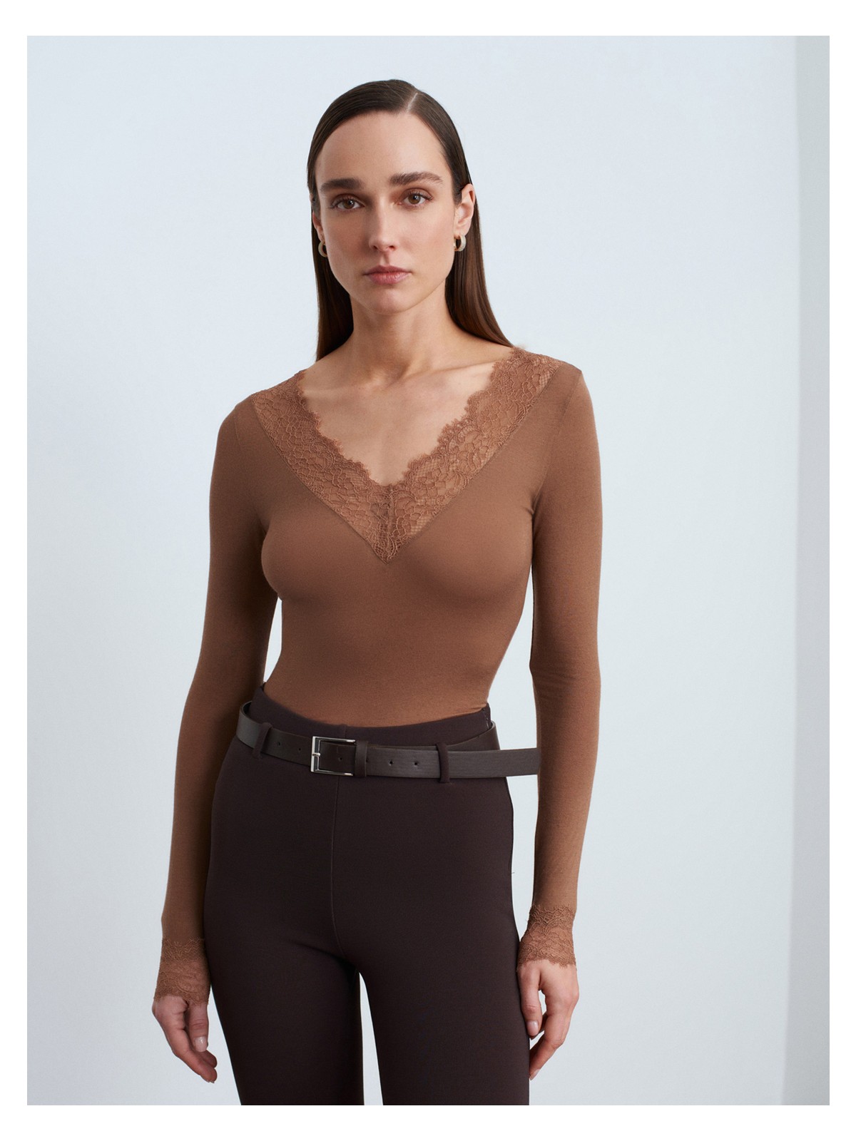 Dilvin 32311 Dantelli Kaşmir Bluz-Taş - Görsel 8