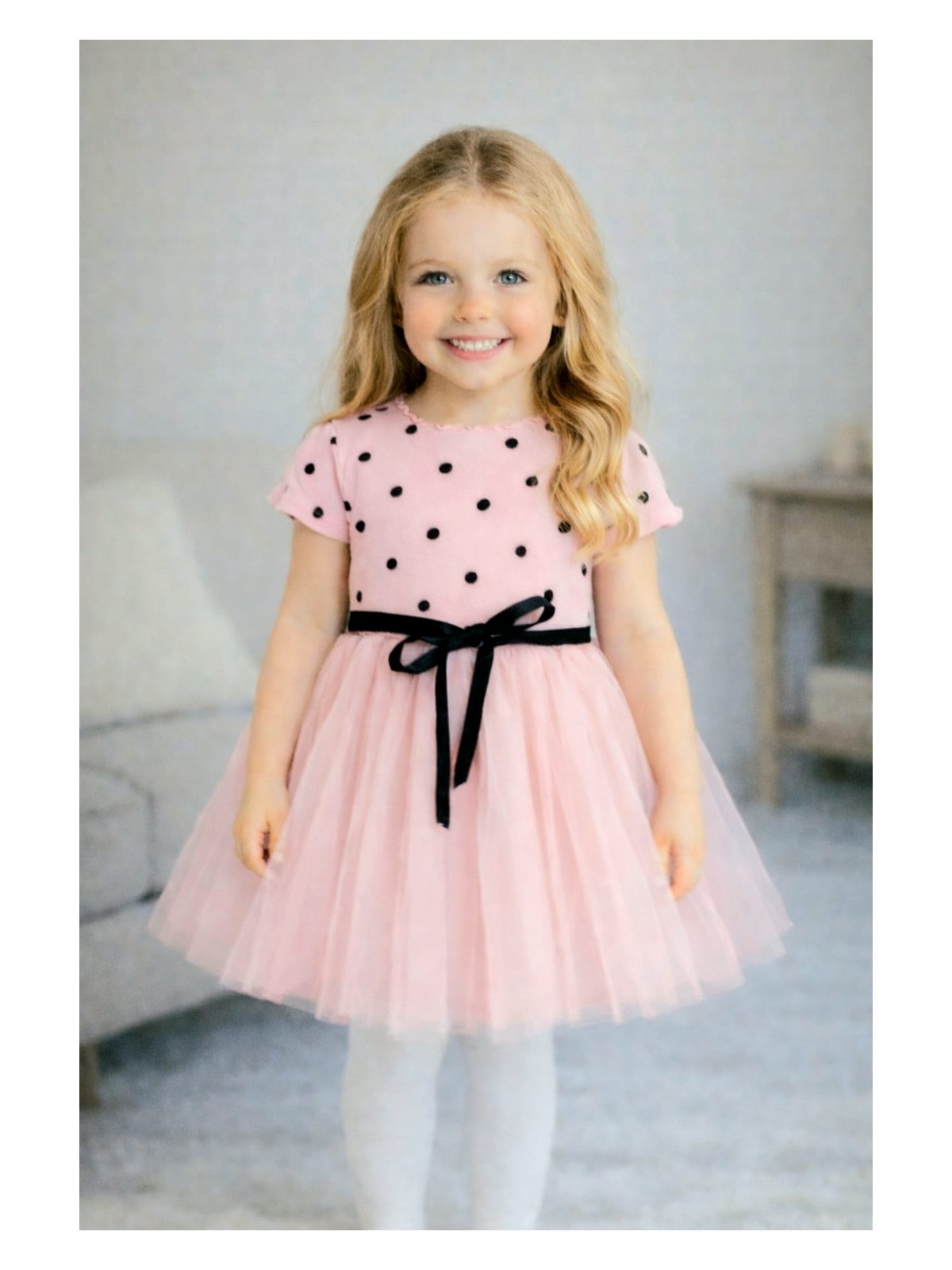 Şirin Şeyler Butiği Linda Uzun Kol Kız Çocuk Prenses Kabarık Tütü Elbise Puantiyeli Esnek Likralı Pembe Tütülü Elbise Bayramlık Hediyelik - Görsel 10