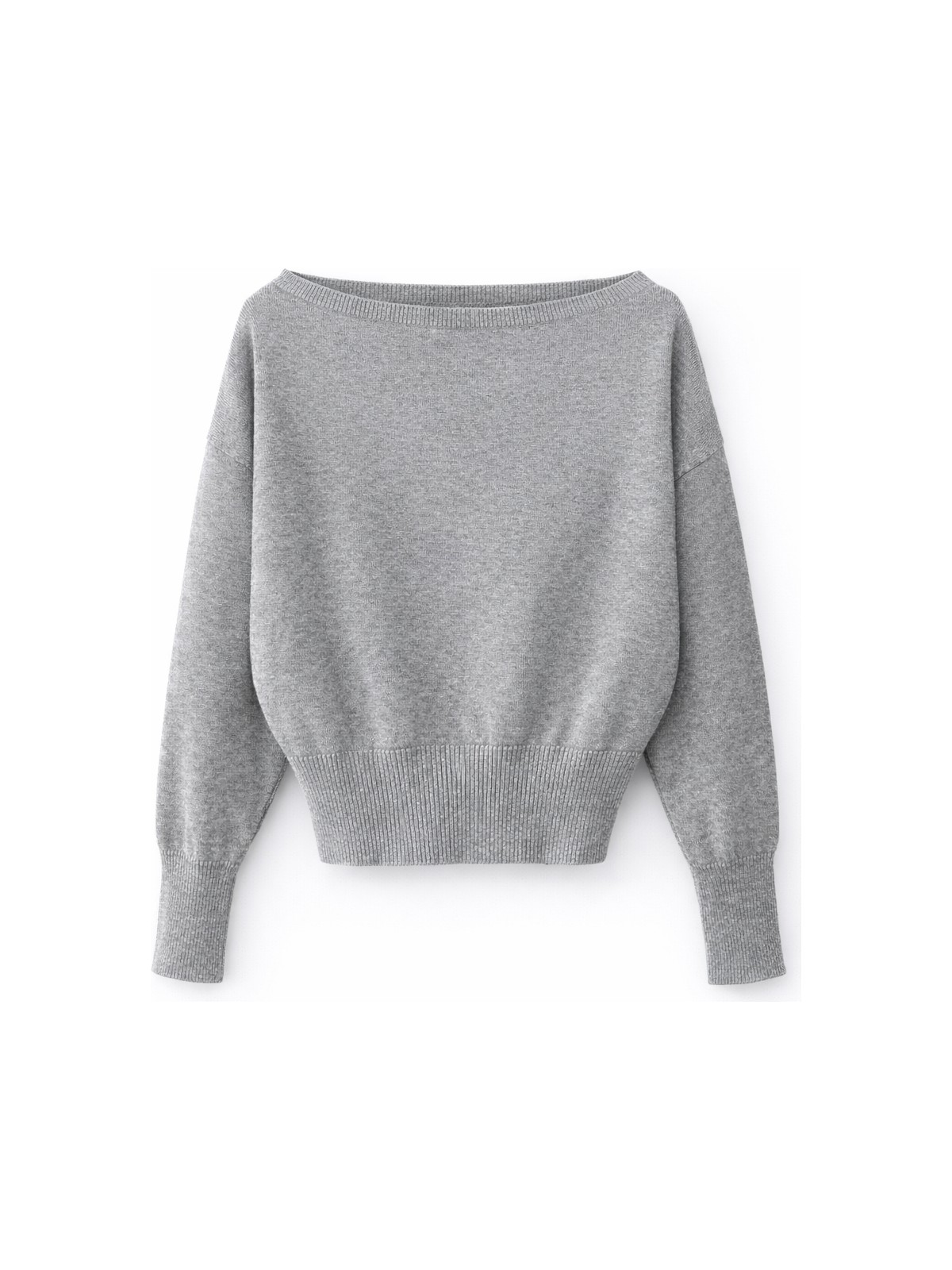 Mixray 6988 Kadın Asimetrik Rib Kesim Kayık Yaka Triko Kazak Gri - Görsel 10