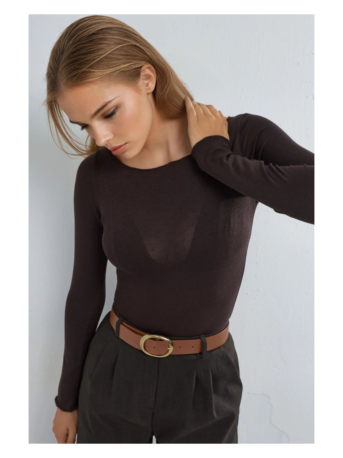 Hiccup Kadın Kayık Yaka Kaşmir Karışımlı Ultra Hafif Bluz Krem Doğal - Görsel 3