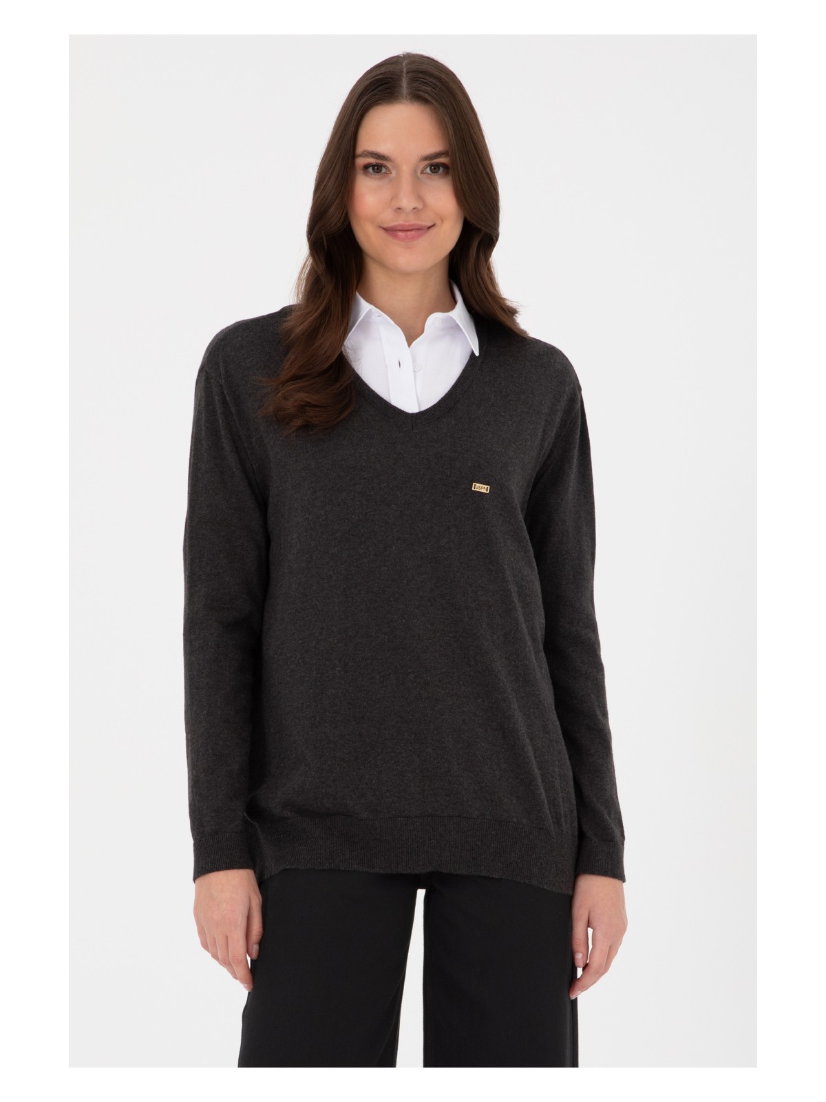 U.S. Polo Assn. Kadın Fıstık Yeşili V Yaka Basic Kazak 50313598-VR087 - Görsel 5