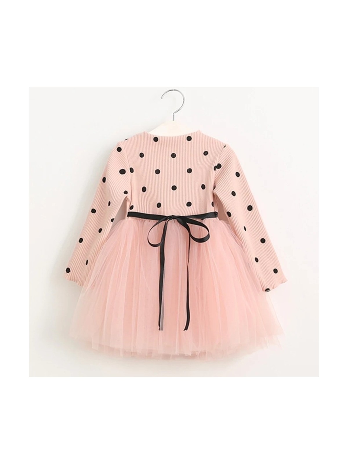 Şirin Şeyler Butiği Linda Uzun Kol Kız Çocuk Prenses Kabarık Tütü Elbise Puantiyeli Esnek Likralı Kırmızı Tüllü Bayramlık Hediyelik Elbise - Görsel 4