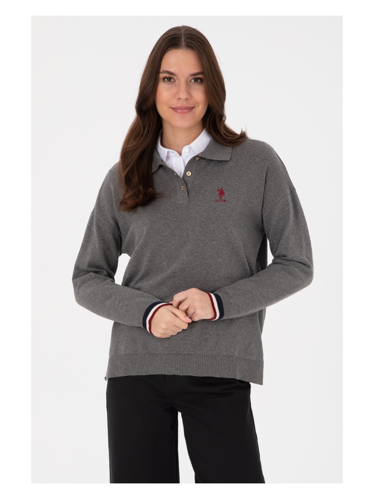 U.S. Polo Assn. U.s. Polo Assn. Kadın Gri Melanj Kazak /triko 50314707-VR086