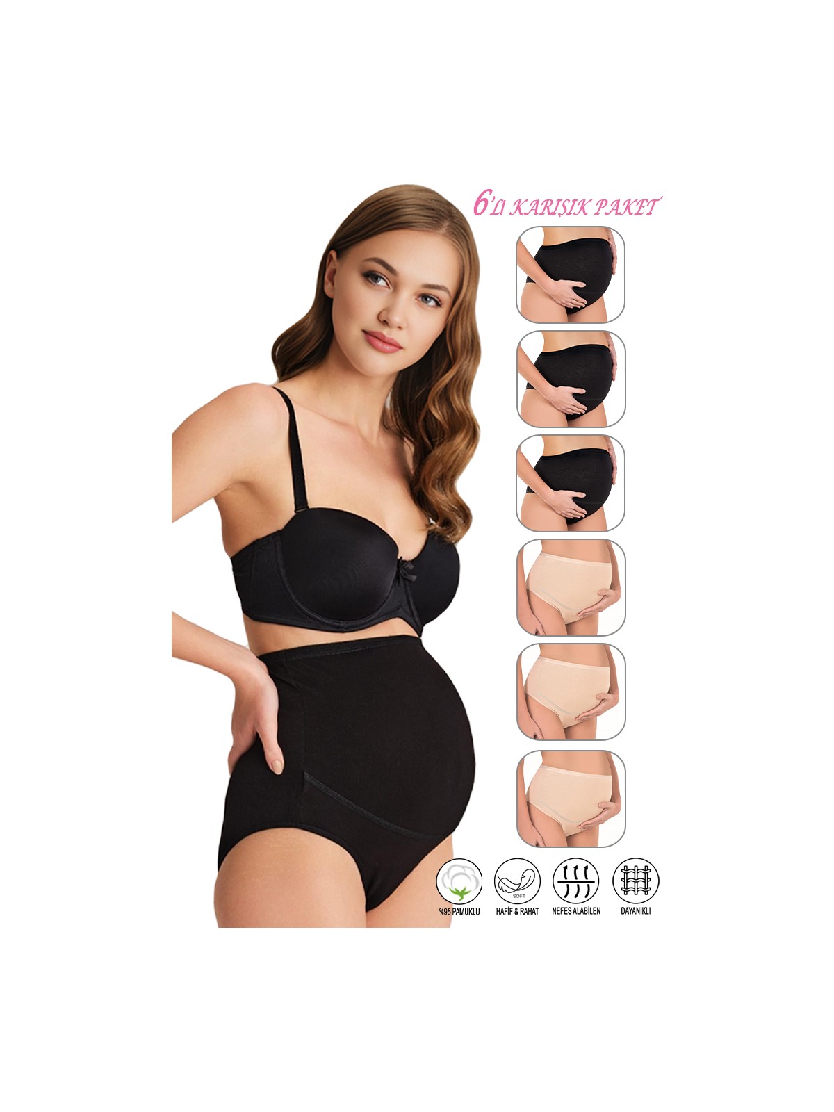 Özkan Underwear Özkan 23582 Kadın Pamuklu Likralı Yumuşak Esnek Süprem Hamile Lohusa Yüksek Bel Bato Külot - Görsel 9