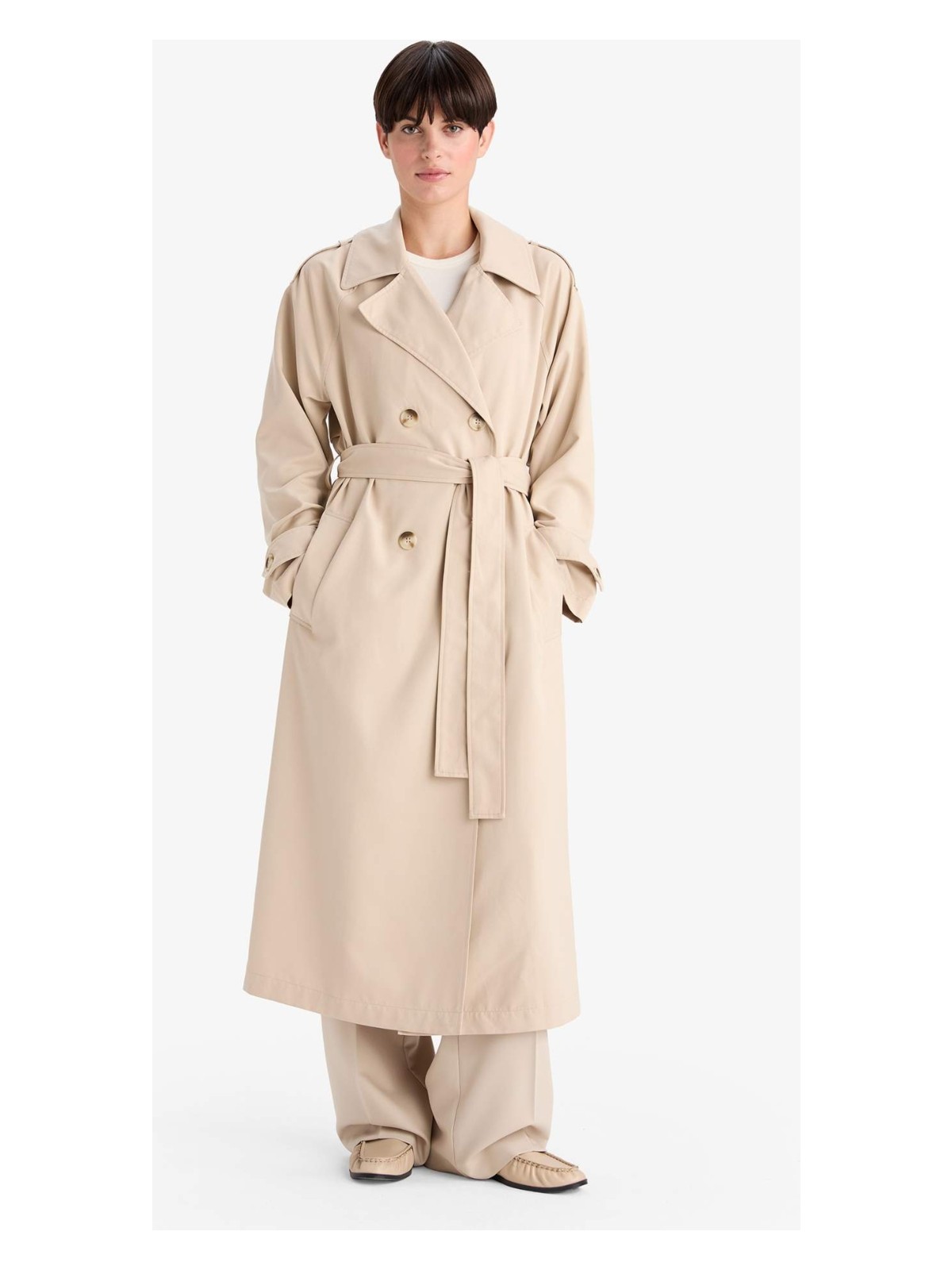 DeFacto Su Geçirmez Relax Fit Trençkot G0742AX26SP - Görsel 4