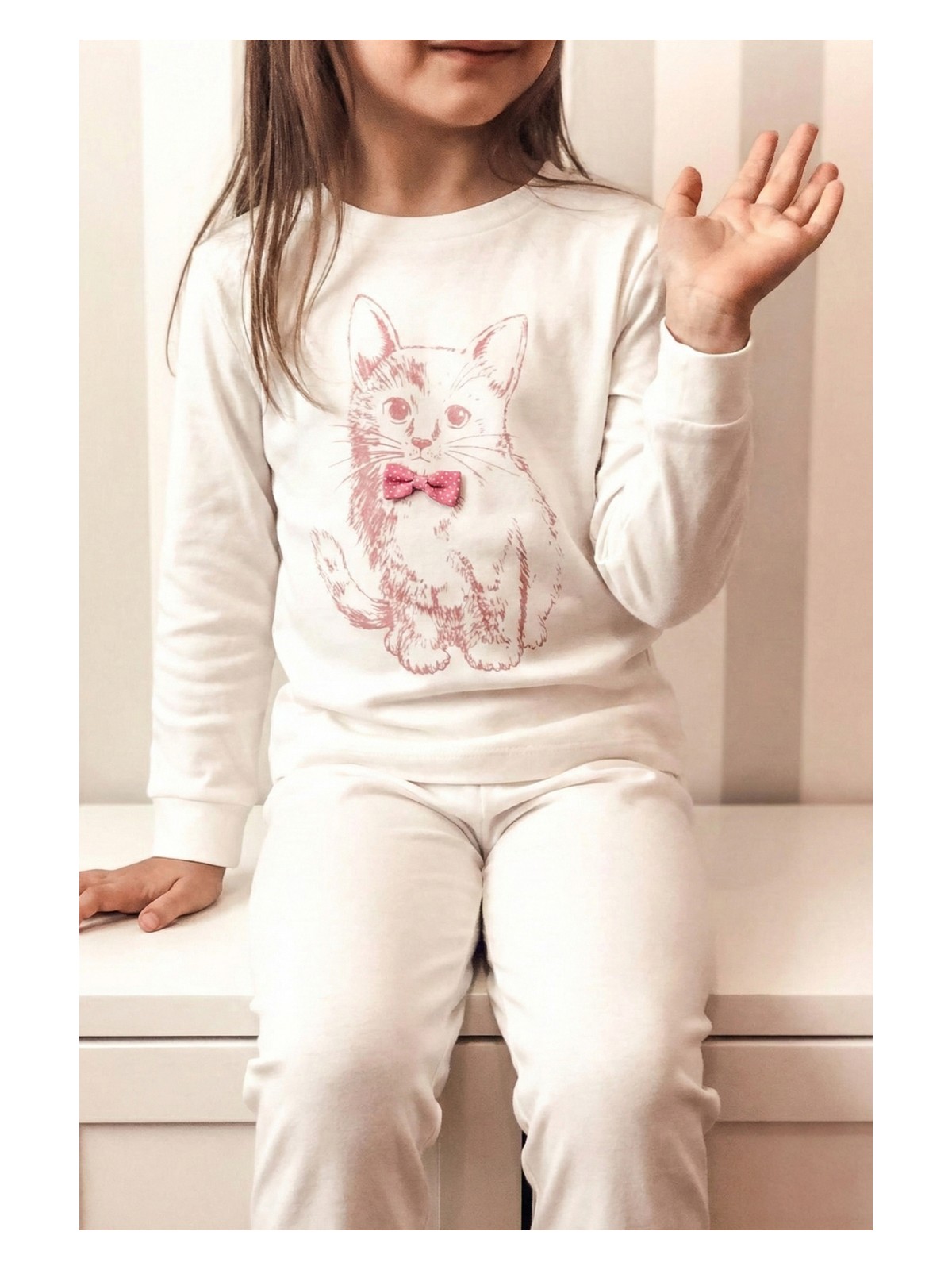 Cigit Kedi Baskılı Pijama Takım 2-8 Yaş Pudra Pembe - Görsel 6