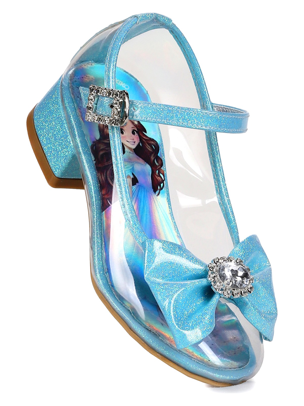 Kiko Kids Asel Kız Çocuk Simli Topuklu Abiye Şeffaf Ayakkabı - Görsel 6