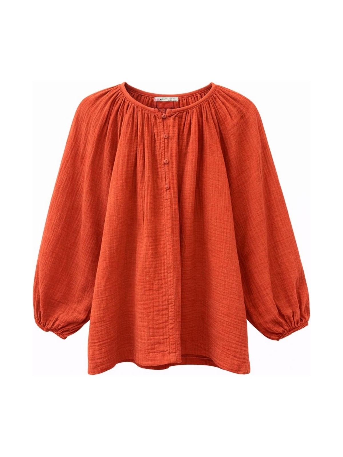 Mixray 4707 Kadın Yakası Büzgülü Kolu Lastikli Bol Müslin Bluz Beyaz - Görsel 10