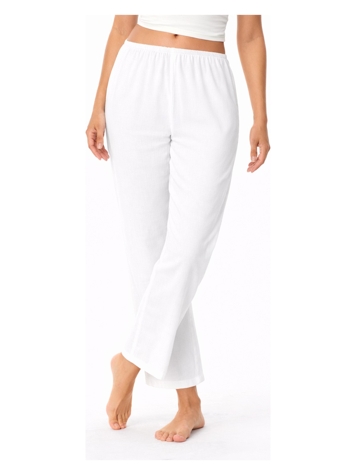 Eliş Şile Bezi Şile Bezi Pamuk Rahat Kesim Beli Lastikli Jüpon Pantolon Astarı Krem Krm - Görsel 4