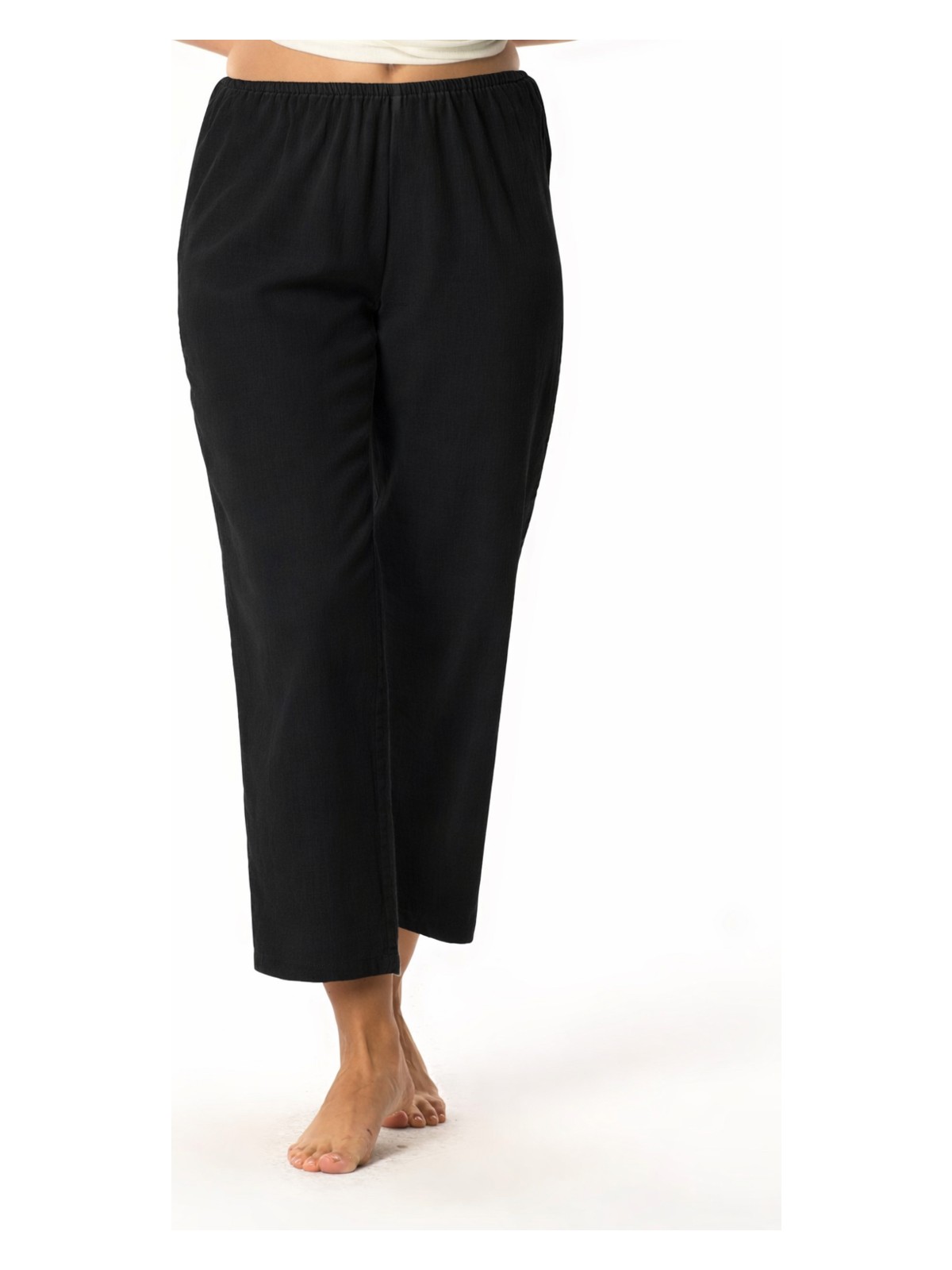 Eliş Şile Bezi Şile Bezi Pamuk Rahat Kesim Beli Lastikli Jüpon Pantolon Astarı Krem Krm - Görsel 5