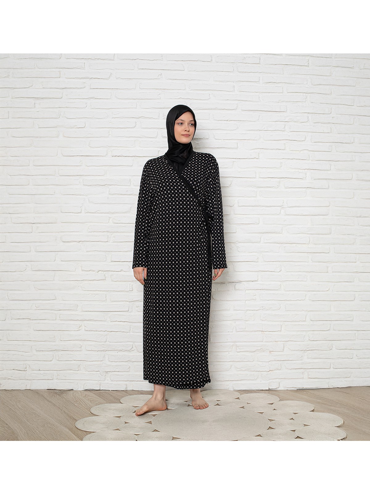 Madame Clara Yandan Bağlamalı Kadın Mevsimlik Namaz Elbisesi, Terletmeyen Namaz Kıyafeti, Dökümlü Ferace