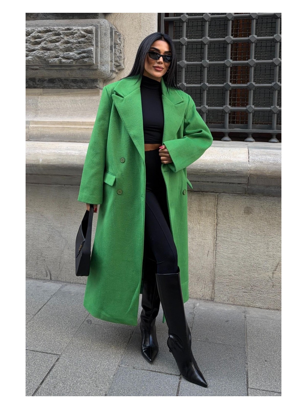 Lijuri Oversize Kruvaze Uzun Kaşe Kaban 7130