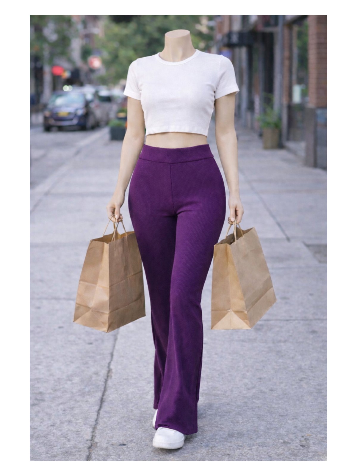 Belpa Kadın Ispanyol Paça Fitilli Yüksek Bel Toparlayıcı Tayt Curve Büyük Beden - Görsel 7