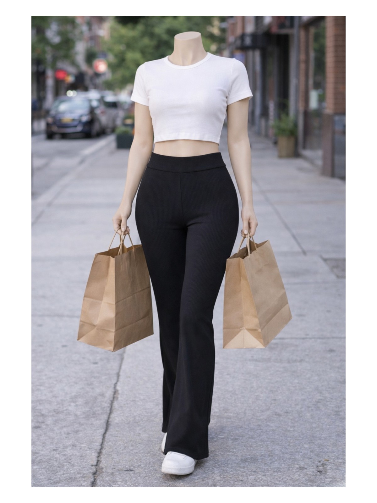 Belpa Kadın Ispanyol Paça Fitilli Yüksek Bel Toparlayıcı Tayt Curve Büyük Beden