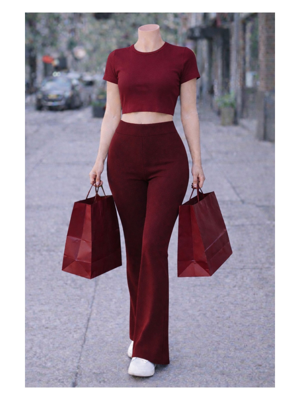 Belpa Kadın Ispanyol Paça Fitilli Yüksek Bel Toparlayıcı Tayt Curve Büyük Beden - Görsel 4