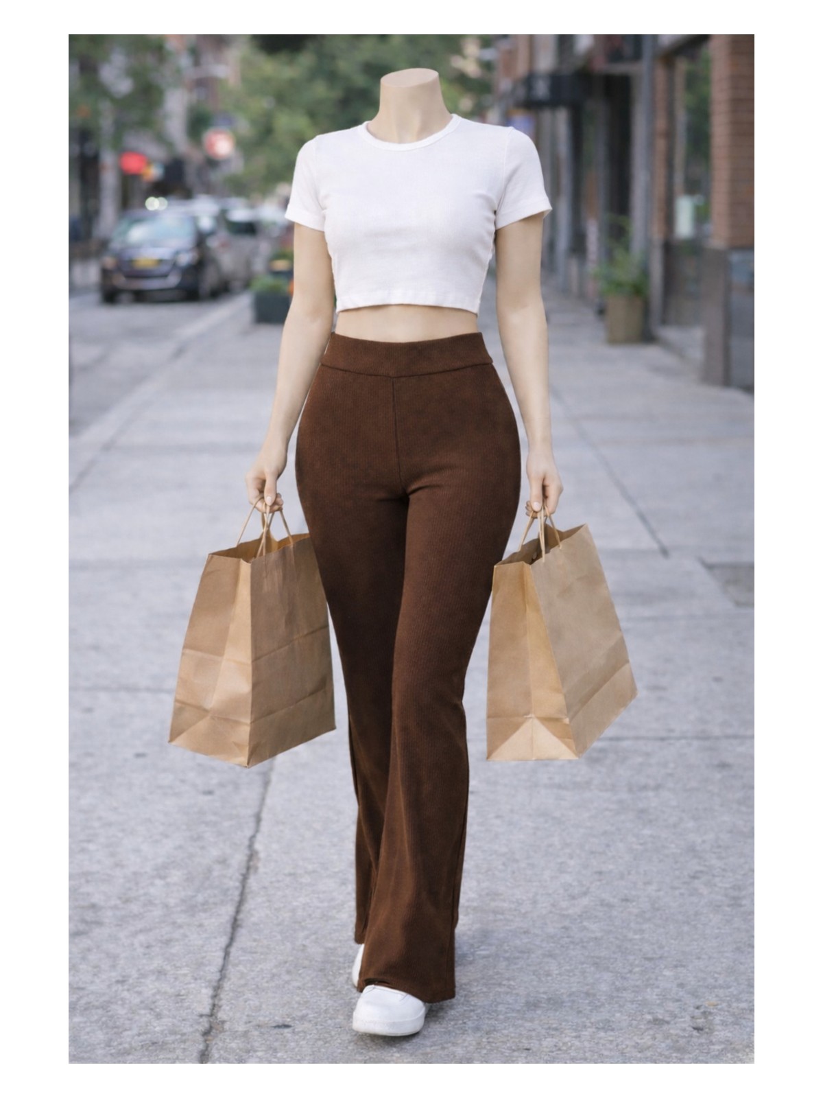 Belpa Kadın Ispanyol Paça Fitilli Yüksek Bel Toparlayıcı Tayt Curve Büyük Beden - Görsel 5