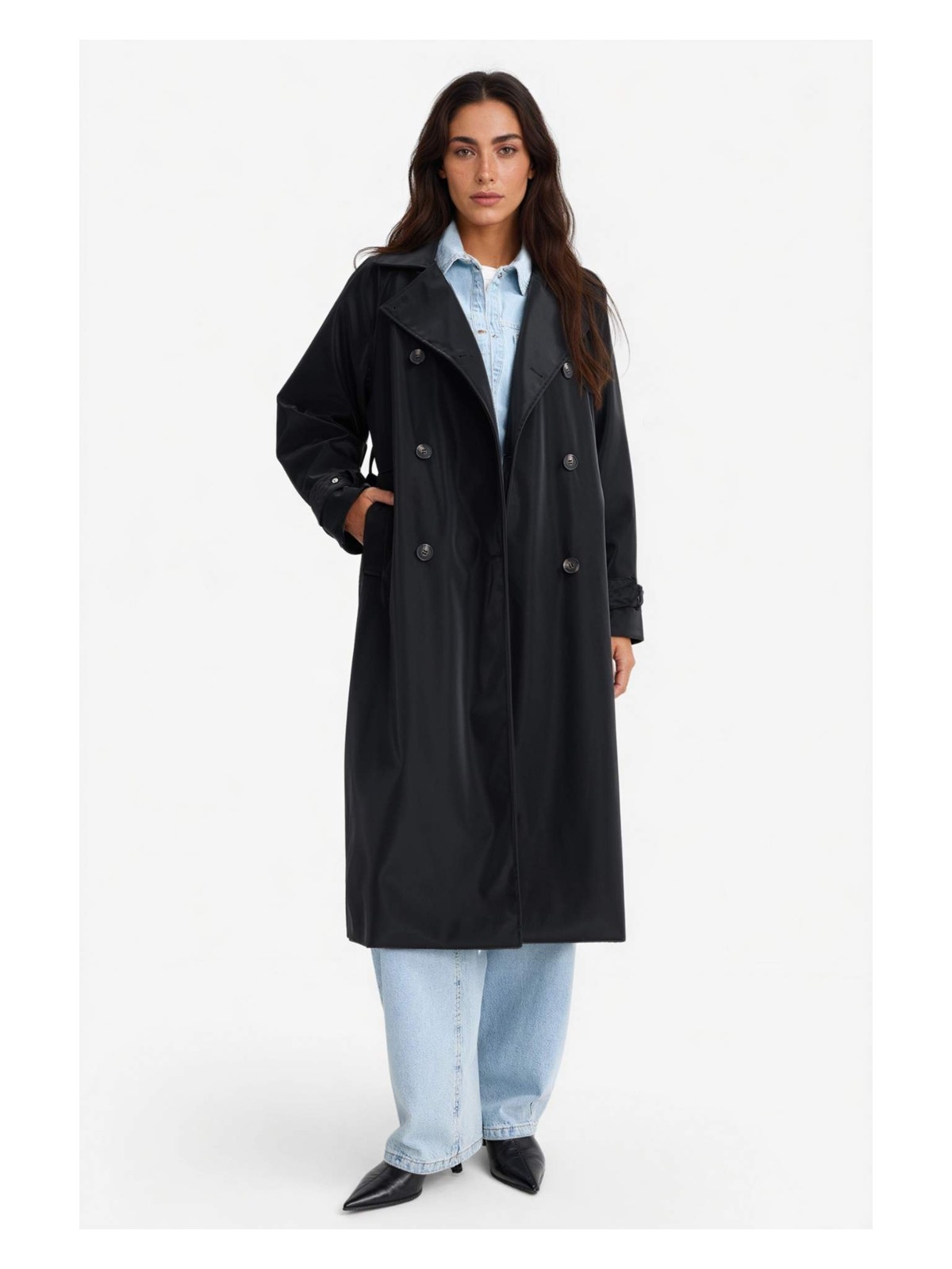 DeFacto Regular Fit Suni Deri Kemerli Uzun Trençkot E8580AX25AU