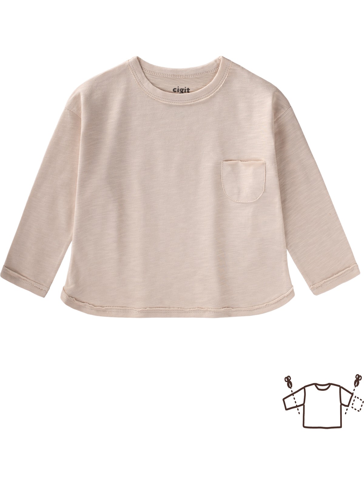 Cigit Uzun Kollu Mevsimlik T-Shırt 1-7 Yaş Ekru