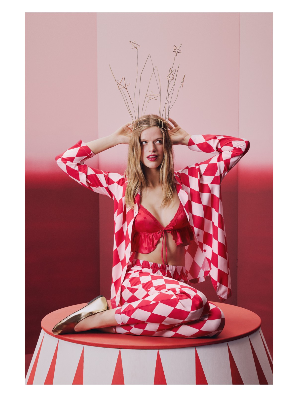 Penti Kırmızı Layla Gömlek Pantolon Pijama Takımı