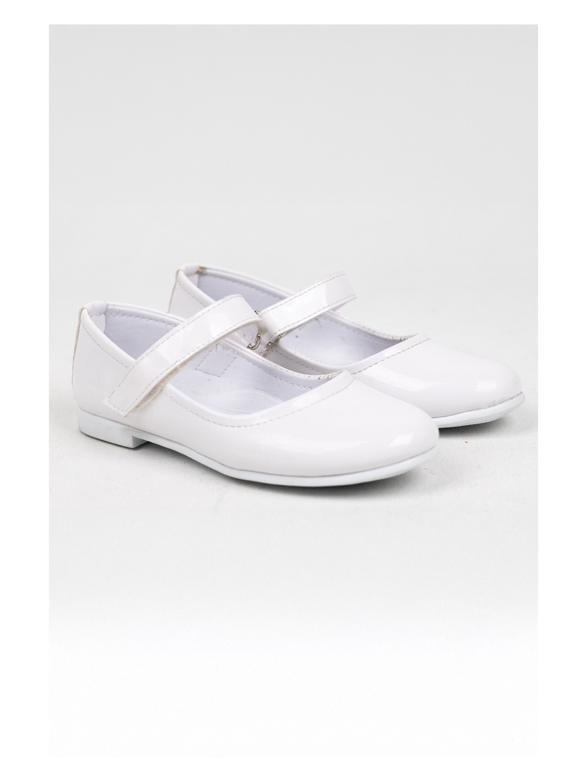 Kız Çocuk Şık Sade Parlak Beyaz Rugan Babet Okul Ayakkabısıkreş Ayakkabısı Bayramlık Ayakkabısı