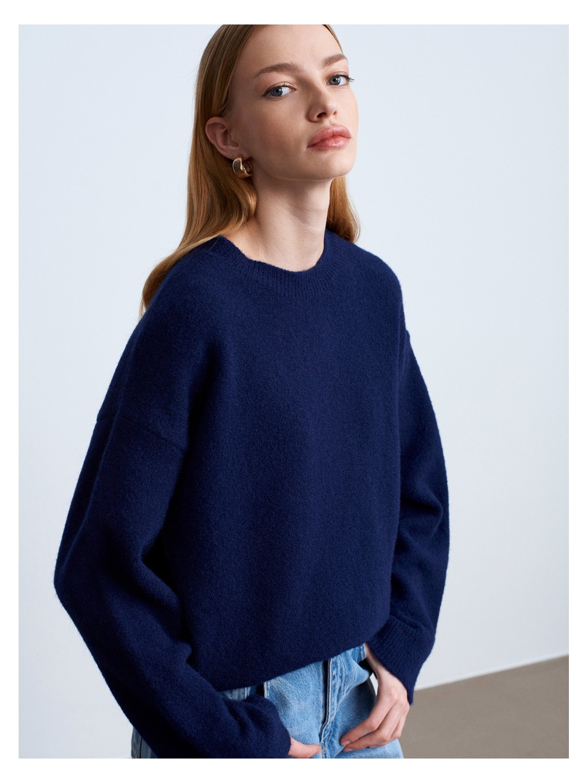 Dilvin 10640 Bisiklet Yaka Yumuşak Dokulu Kazak-A.lacivert