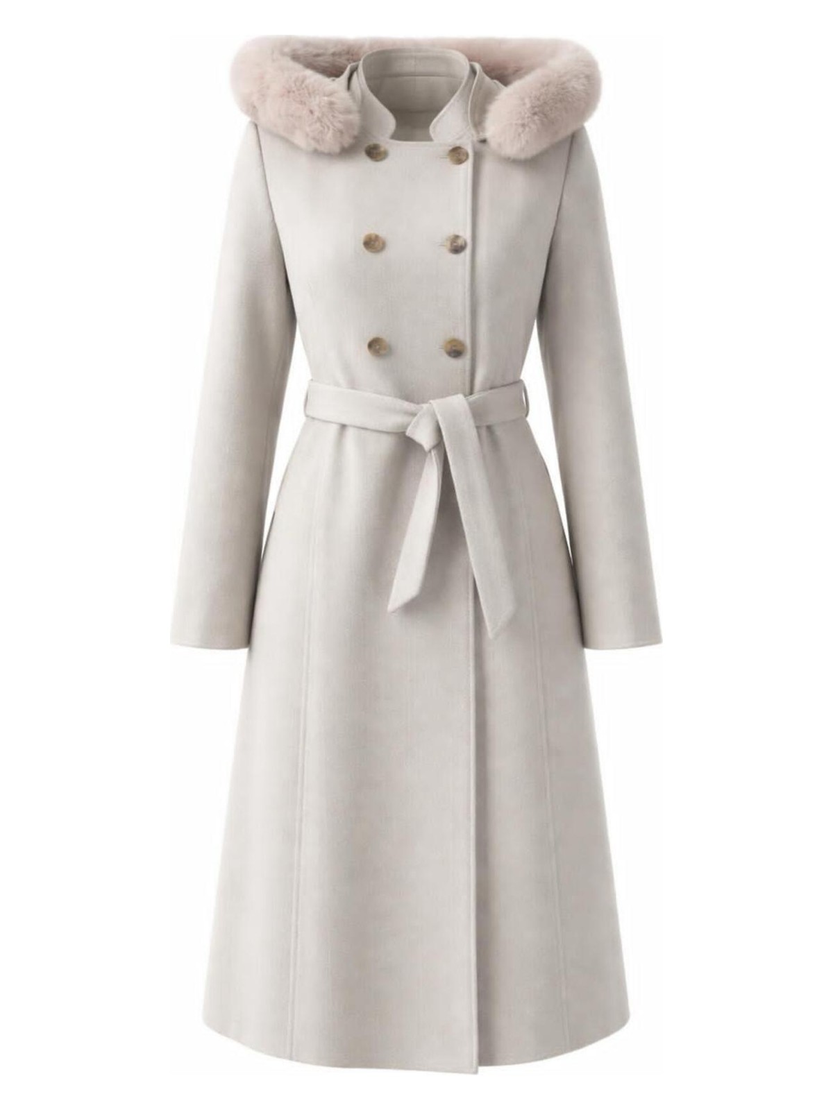 Esin Giyim Kruvaze Kuşaklı Kapüşonlu Orta Boy Kaban - Görsel 5