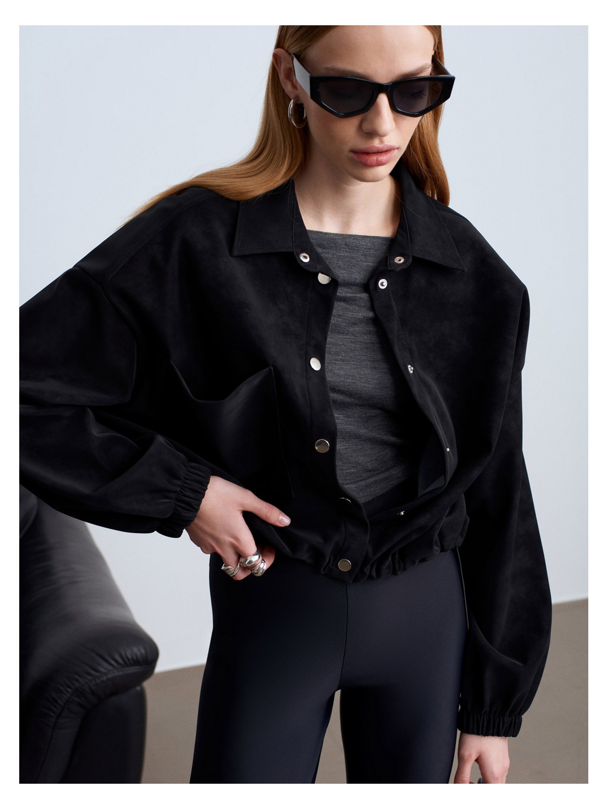 Dilvin 60781 Süet Bomber Ceket-Siyah