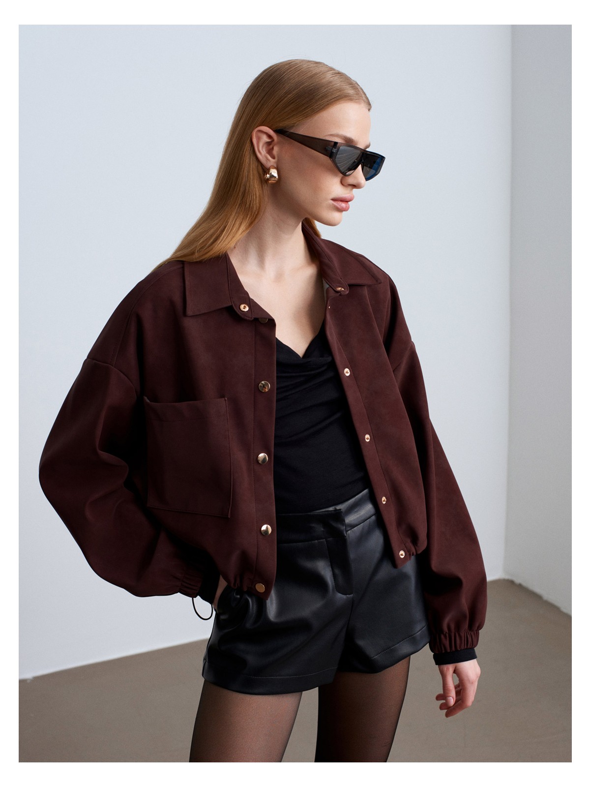 Dilvin 60781 Süet Bomber Ceket-Siyah - Görsel 4