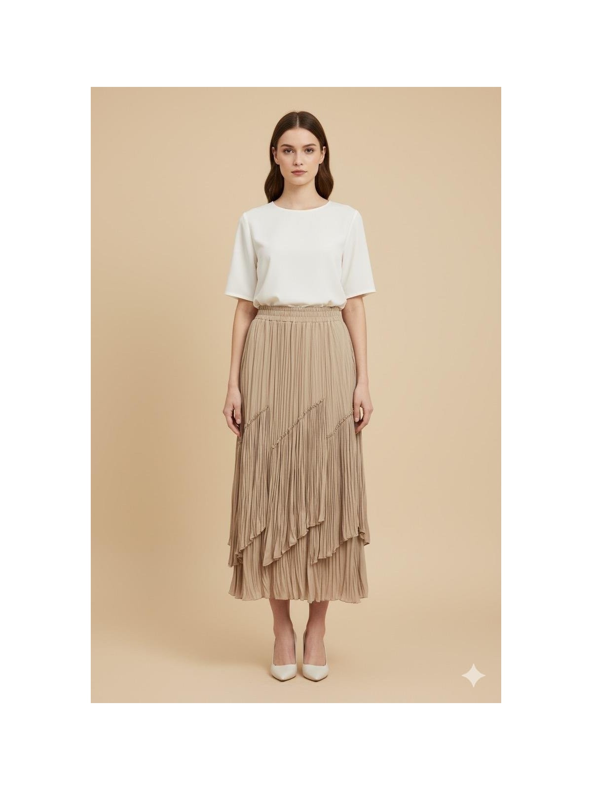 Sentez 5475 Viola Parçalı Kırıştırma Etek - Görsel 4